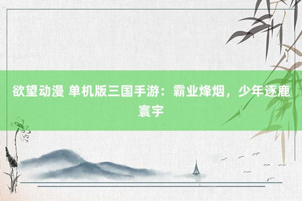 欲望动漫 单机版三国手游：霸业烽烟，少年逐鹿寰宇