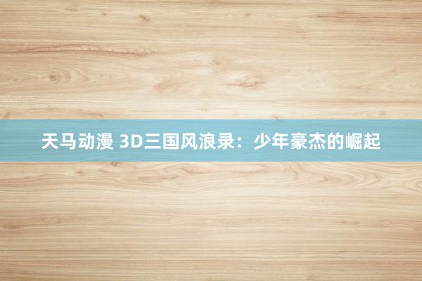 天马动漫 3D三国风浪录：少年豪杰的崛起