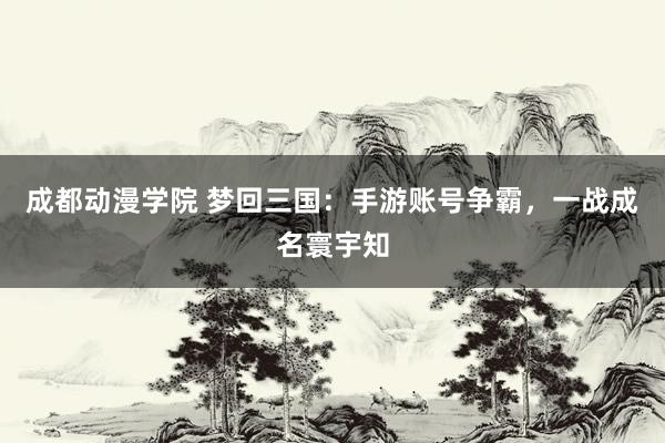 成都动漫学院 梦回三国：手游账号争霸，一战成名寰宇知