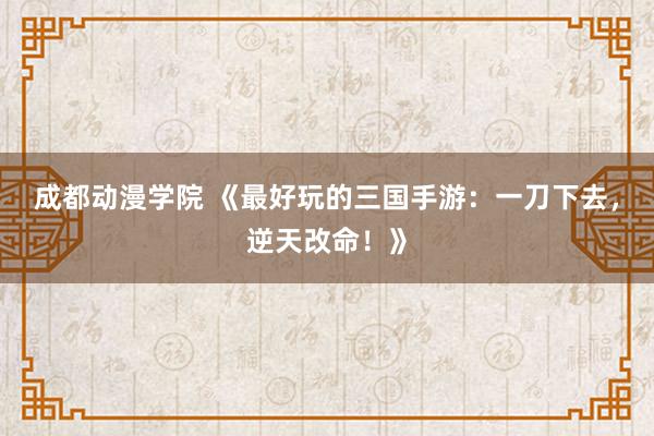 成都动漫学院 《最好玩的三国手游：一刀下去，逆天改命！》