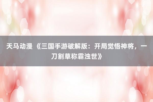 天马动漫 《三国手游破解版：开局觉悟神将，一刀割草称霸浊世》