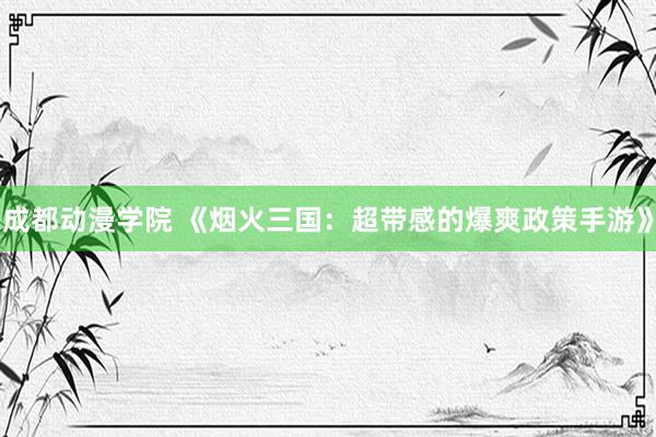 成都动漫学院 《烟火三国：超带感的爆爽政策手游》