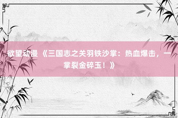 欲望动漫 《三国志之关羽铁沙掌：热血爆击，一掌裂金碎玉！》