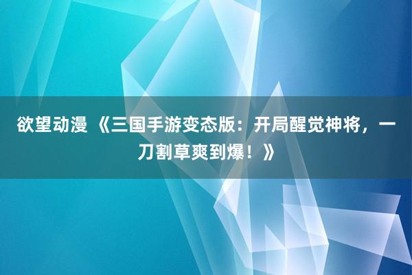 欲望动漫 《三国手游变态版：开局醒觉神将，一刀割草爽到爆！》
