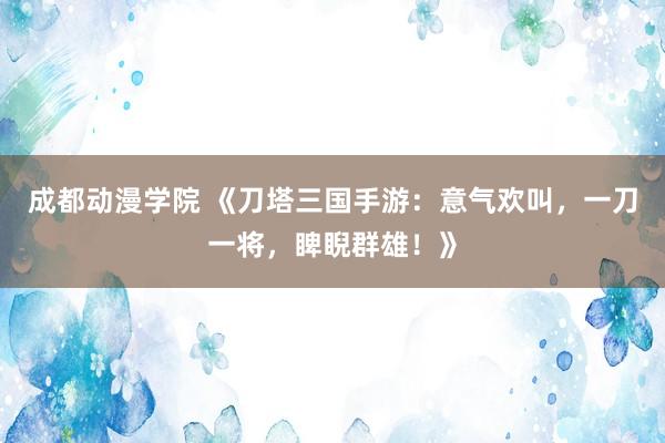 成都动漫学院 《刀塔三国手游：意气欢叫，一刀一将，睥睨群雄！》