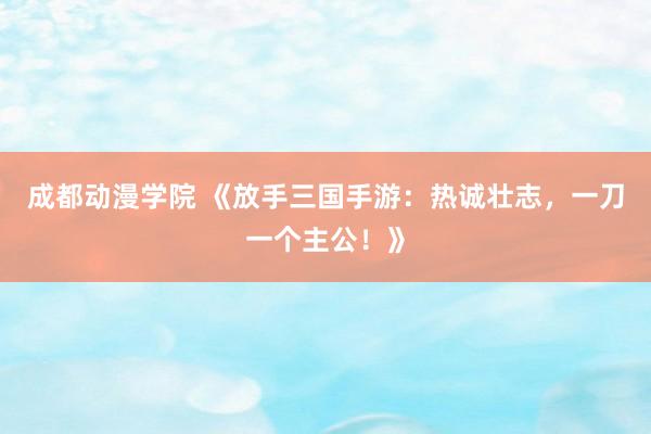 成都动漫学院 《放手三国手游：热诚壮志，一刀一个主公！》