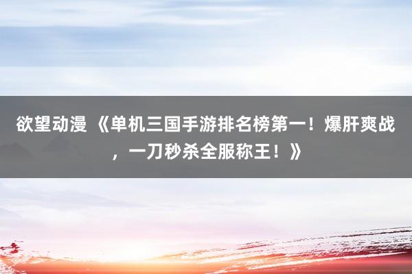 欲望动漫 《单机三国手游排名榜第一！爆肝爽战，一刀秒杀全服称王！》