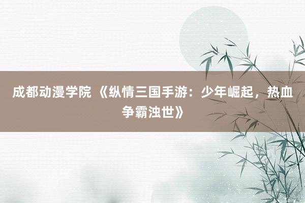 成都动漫学院 《纵情三国手游：少年崛起，热血争霸浊世》