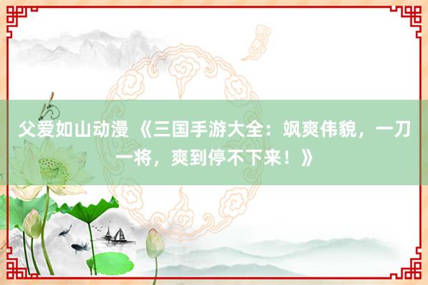 父爱如山动漫 《三国手游大全：飒爽伟貌，一刀一将，爽到停不下来！》